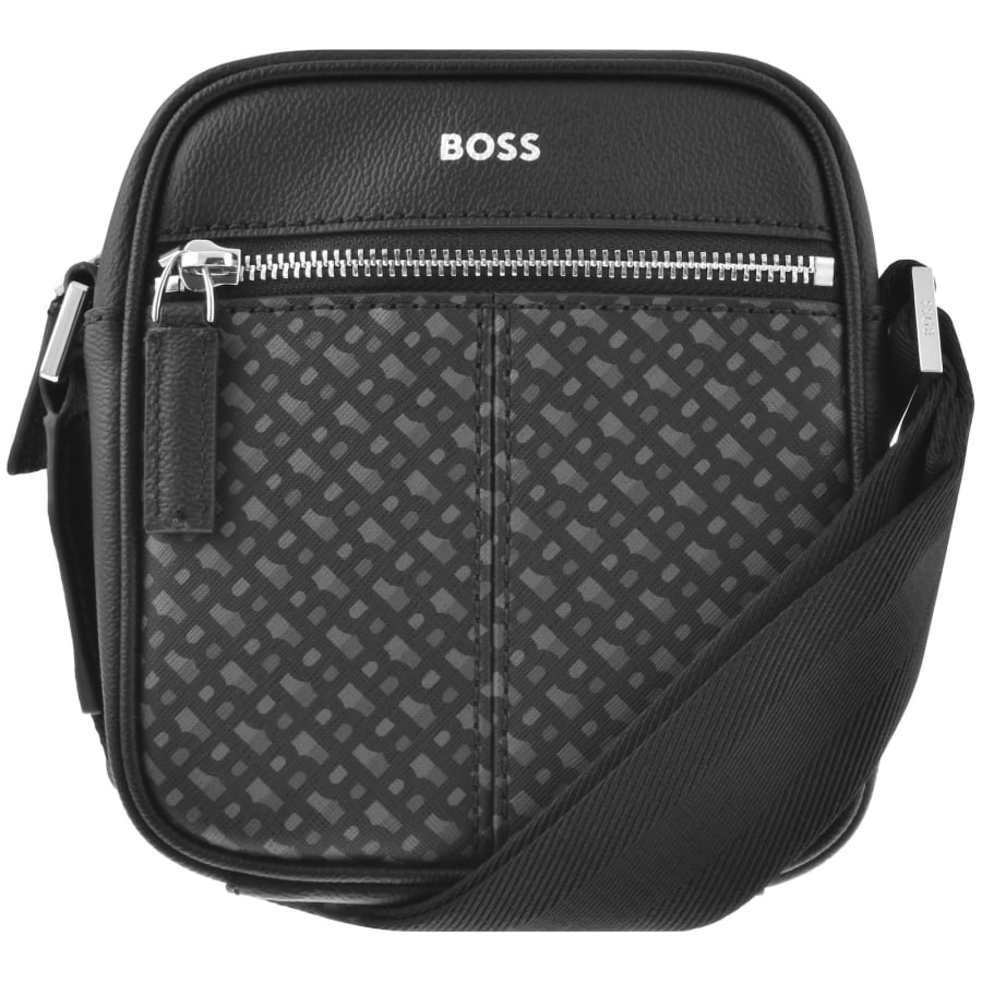 BOSS Zair Zip Leather Cross Body Bag Black Mainline Menswear United States
